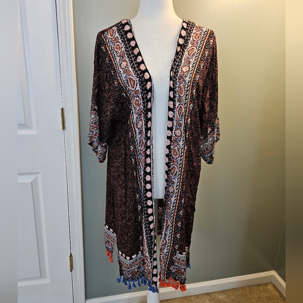 UMGEE Women's Size S/M Bohemian Multicolor Kimono Cardigan